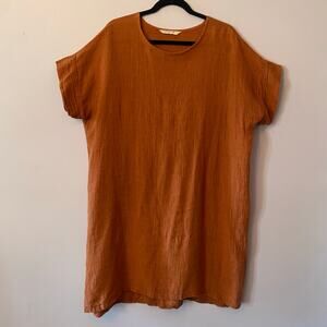 Elizabeth Suzann Burnt Orange Linen Mini Dress Minimalist Normcore One Size